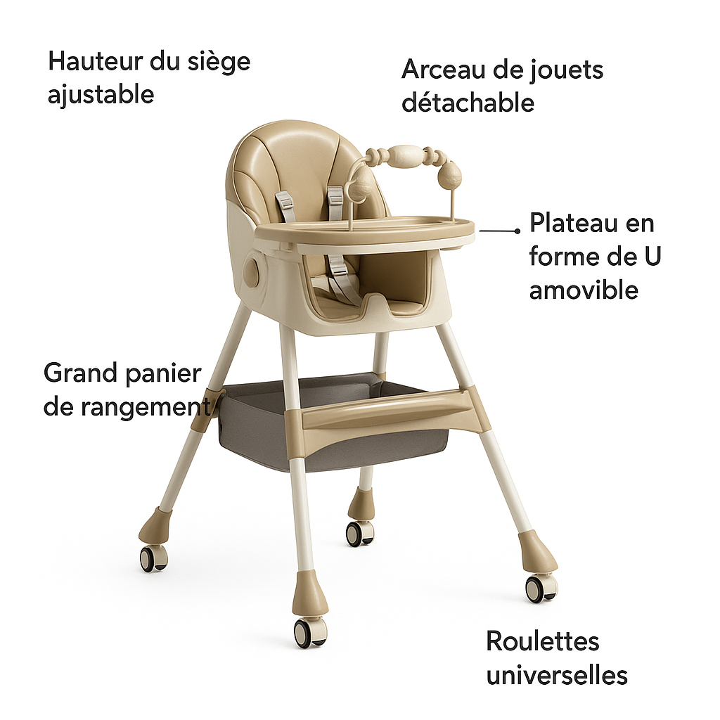 Chaise haute bébé évolutive pliable