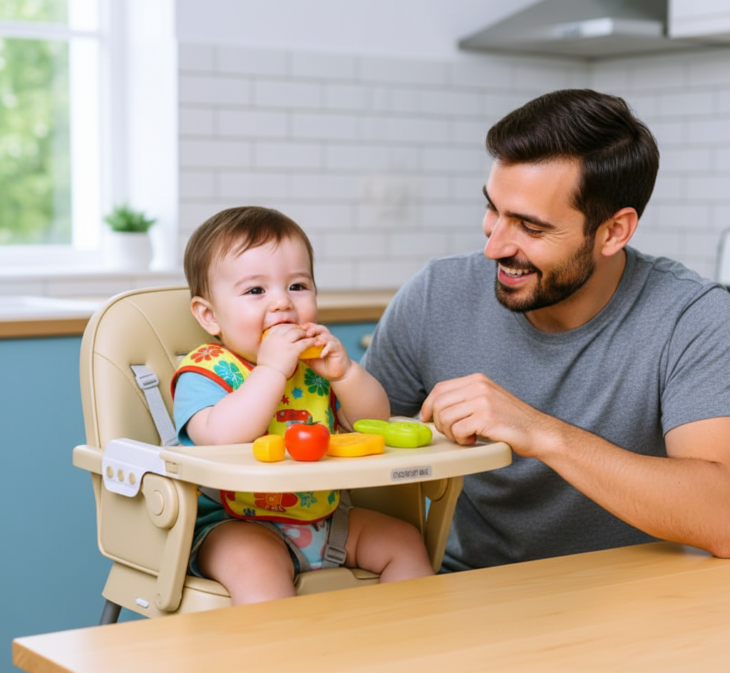 Chaise haute bébé - compacte et évolutive