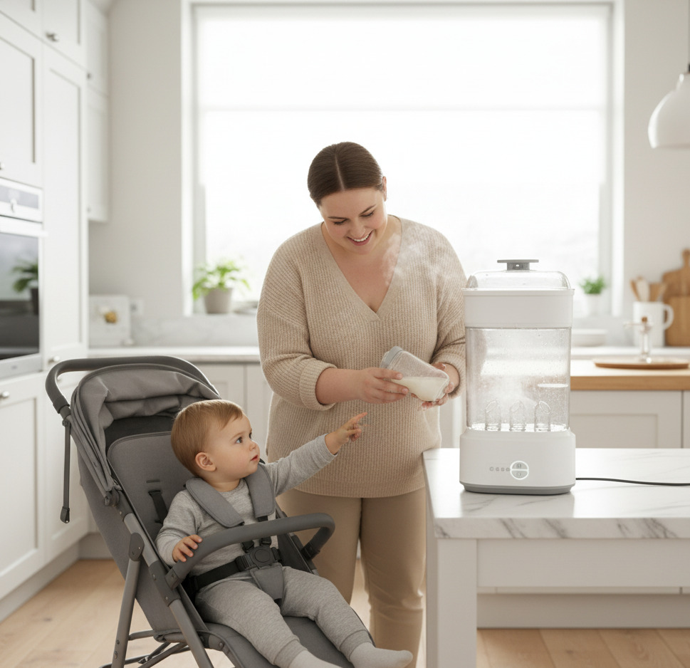Stérilisateur Biberon Électrique, Vapeur avec séchage Express