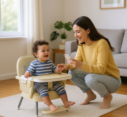 Chaise haute bébé - compacte et évolutive